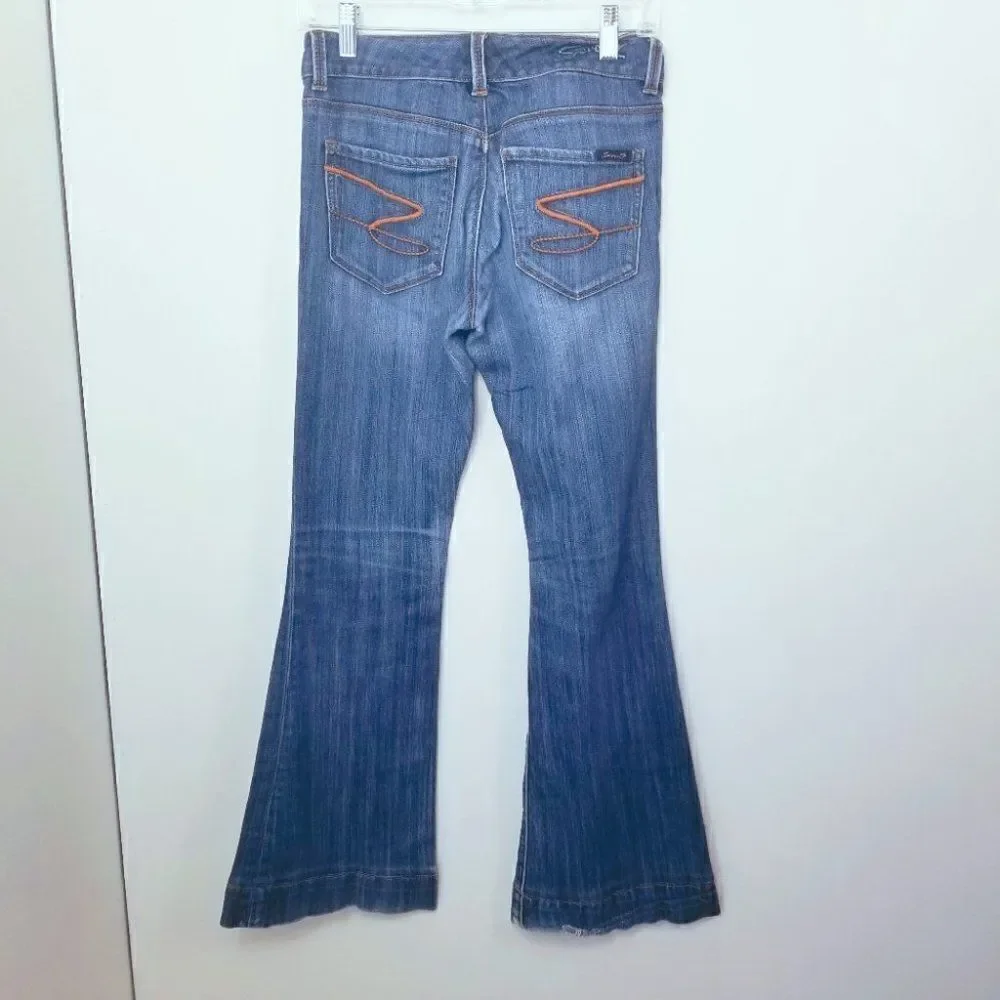 Seven7 Sexy Flare Jeans – Faded Indigo Wash 27 - Picture 3 of 7